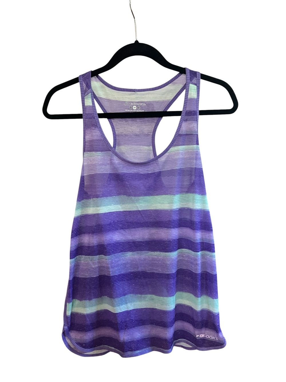 Brooks Purple & Aqua Striped Racerback Tank